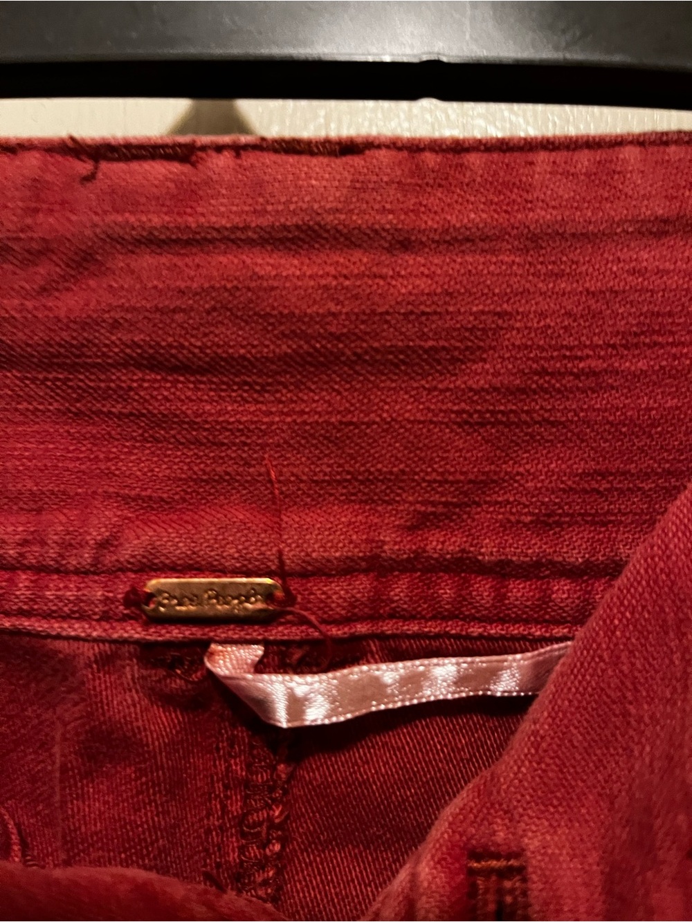Free People Deep Red Capris with Subtle Gold Accent